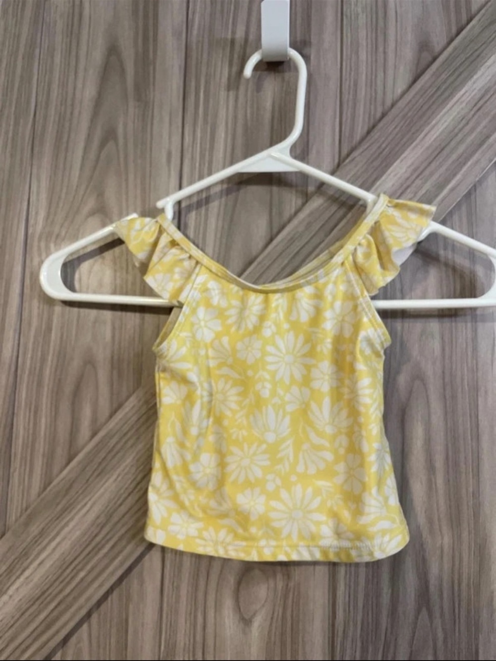 wonder nation Yellow Floral Ruffle-Strap Tank Top